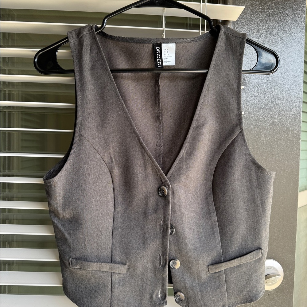 Gray Button-Up Vest